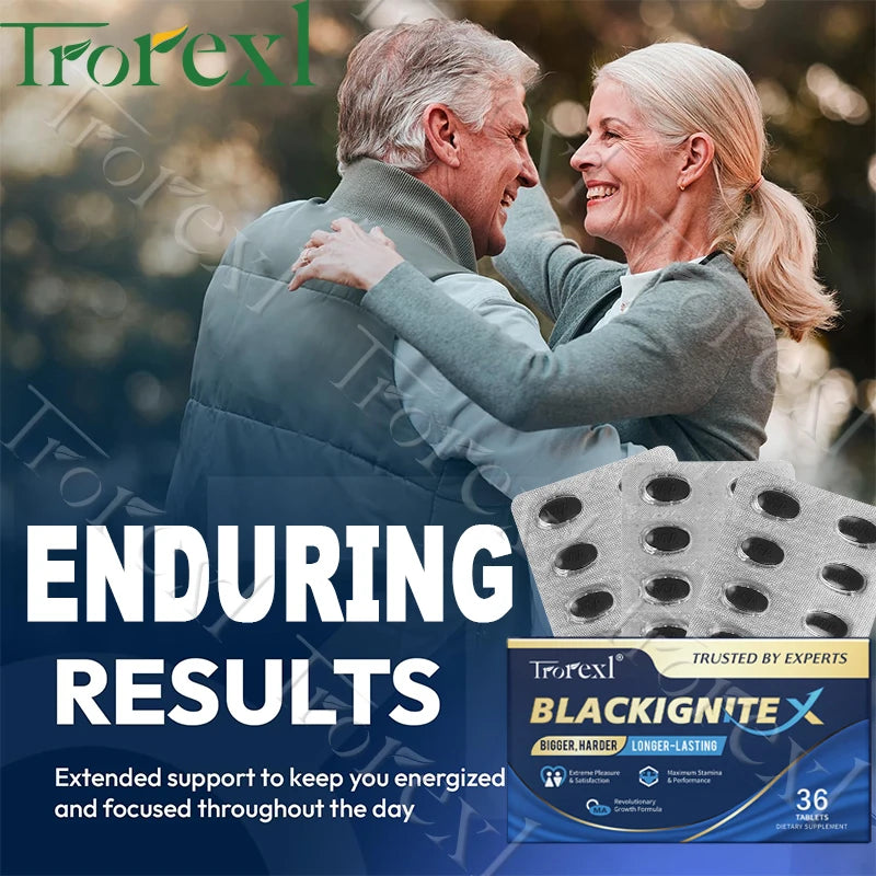 Black IgniteX Male Endurance Booster Supplement, Masculine Drive, Superior Pumps & Fullness, Saw Palmetto Oyster Tablets
