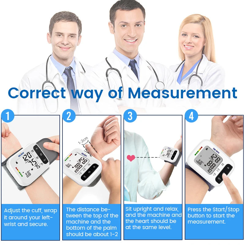 Sejoy Digital Wrist Blood Pressure Monitor,Finger Pulse Oximeter OLED Blood Oxygen Saturation,Heart Rate Meter BP Monitor