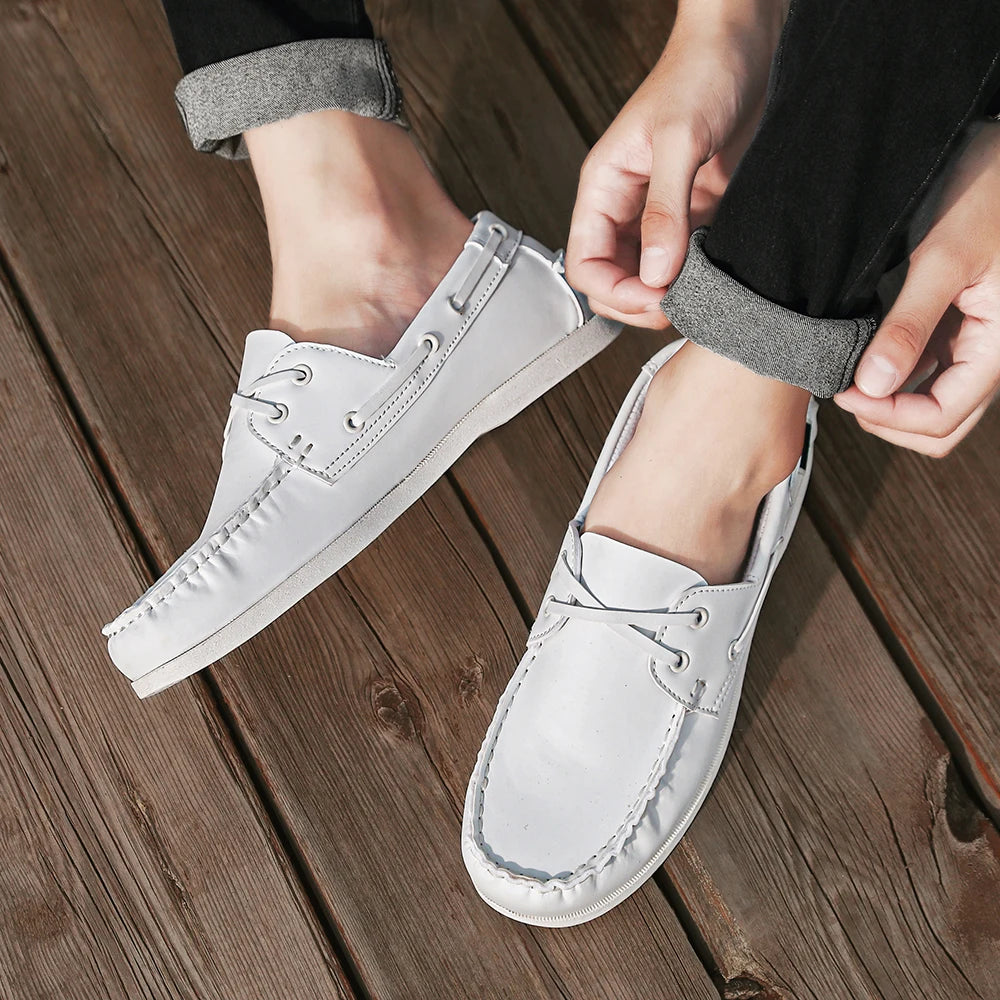 Men's Trendy Apron Toe Loafer Shoes, Slip On Comfy Non Slip For Outdoor Walking Traveling, Spring And Summer