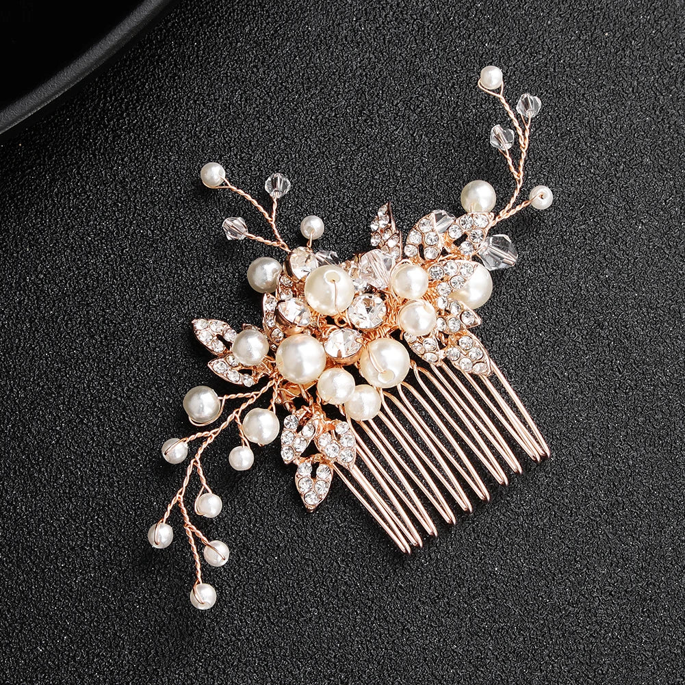 Luxury Pearl Rhinestone Classic Hair Comb Bridal Headdress Jewelry Party Dress Accessories For Women Wedding Hair Clips