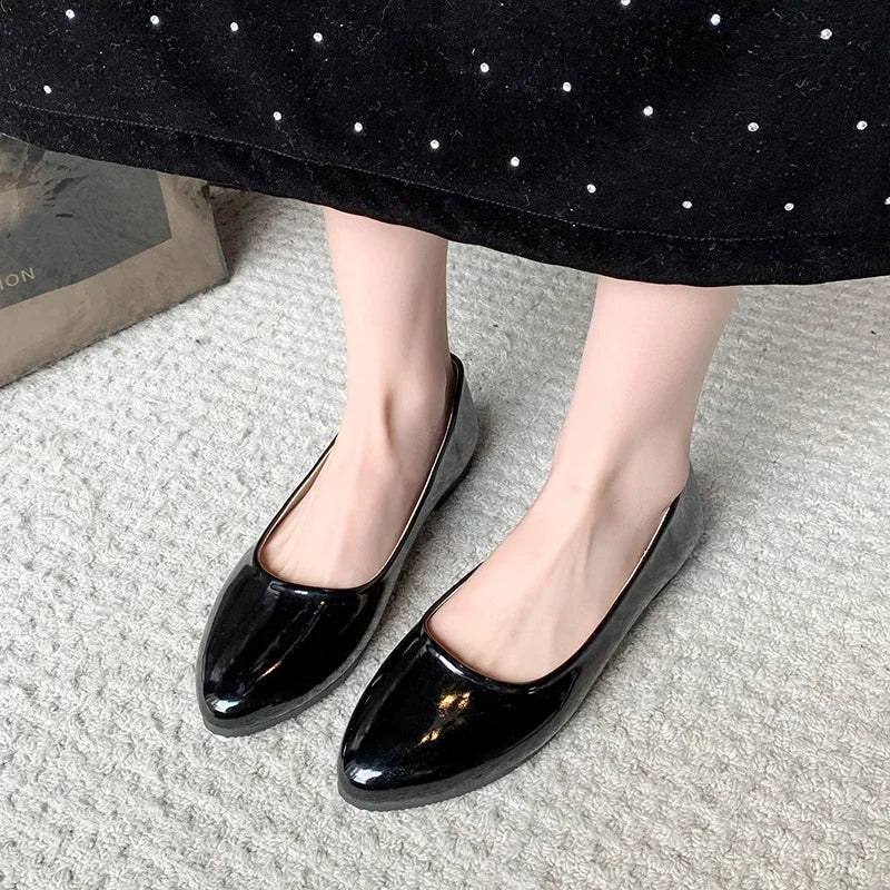 Women's Formal Uniform Shoes Spring Autumn Black Versatile Flat Shoes Women Causal Loafers Non-slip Ladies Ballet Leather Shoes