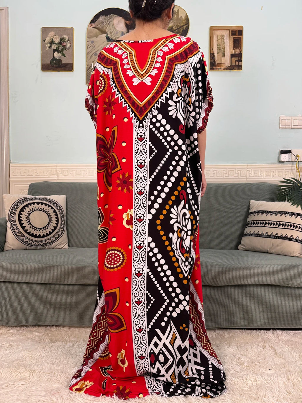 Muslim Abayas For Women 2025 Cotton Floral Printed Loose Caftan Marocain Femme Robe Eid Islam African Dresses With Pocket Scarf