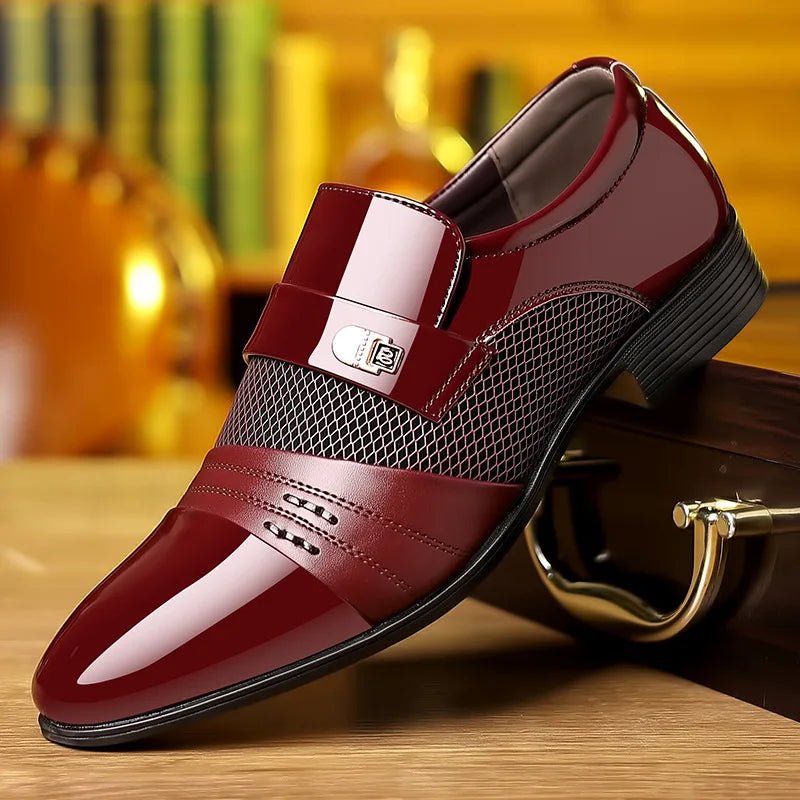 Men's Dress Shoes Pointed Toe Oxfords Classic Business Men Leather Shoes Slip on Wedding Casual Shoes Office Comfortable Loafers