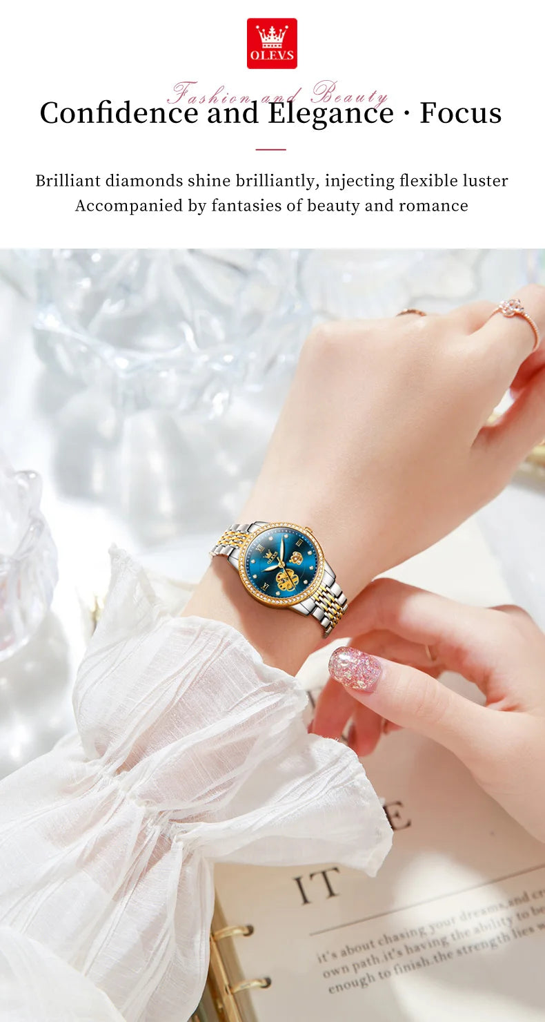 OLEVS 6706 Mechanical Watch for Women Luxury Waterproof Fashion Elegant Diamond  Automatic Ladies Watches