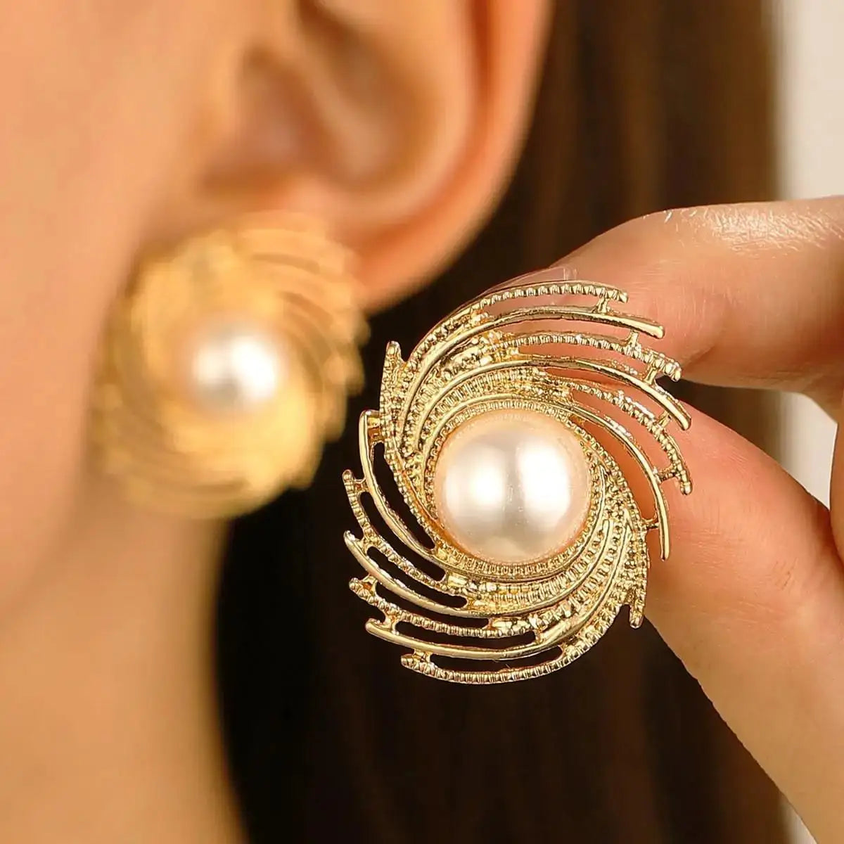 Stainless Steel Wrinkled Gold Color Earrings For Women Metal Earing Jewelry 2026 Trending Vintage Round Square Heart Earrings