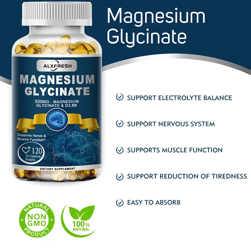 Magnesium Glycinate Supplement Zinc,Vitamin D3 B6, Support Muscle & Nervous, Immune System Tiredness Health