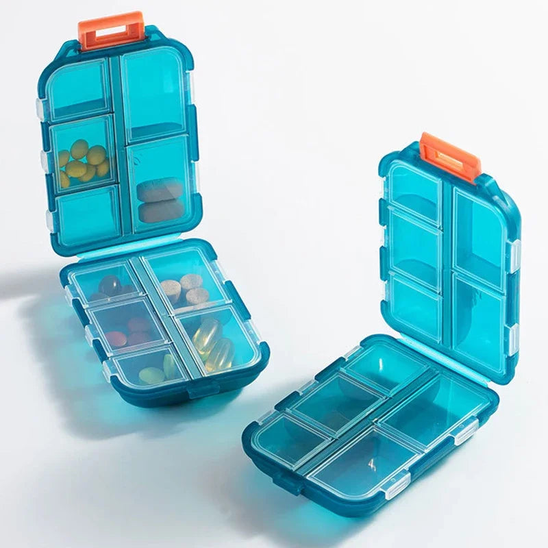 10 Compartments Travel Pill Organizer Pocket Portable Pill Storage Box Case Daily Pill Container or Purse Fish Oil Medicine