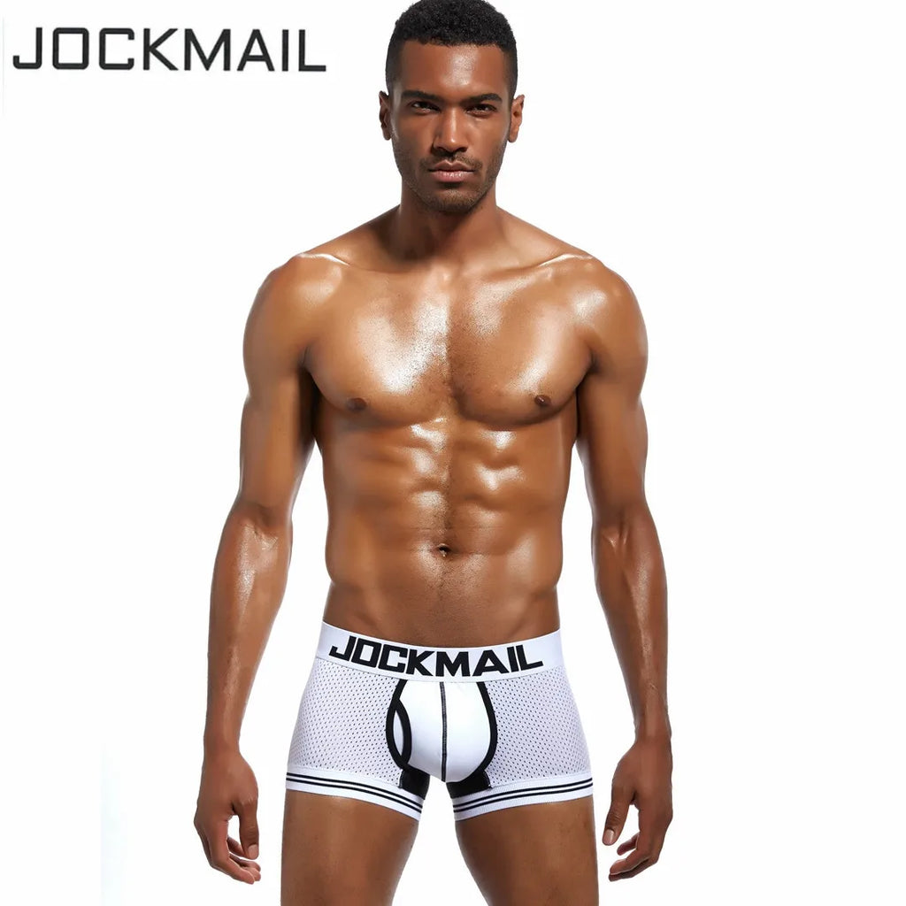 JOCKMAIL Men Underwear Boxes Mesh Quick Drying Ice Silk Breathable Youth Fashion Calzoncillos Sexy Am Gosteren Killer Sansursuz