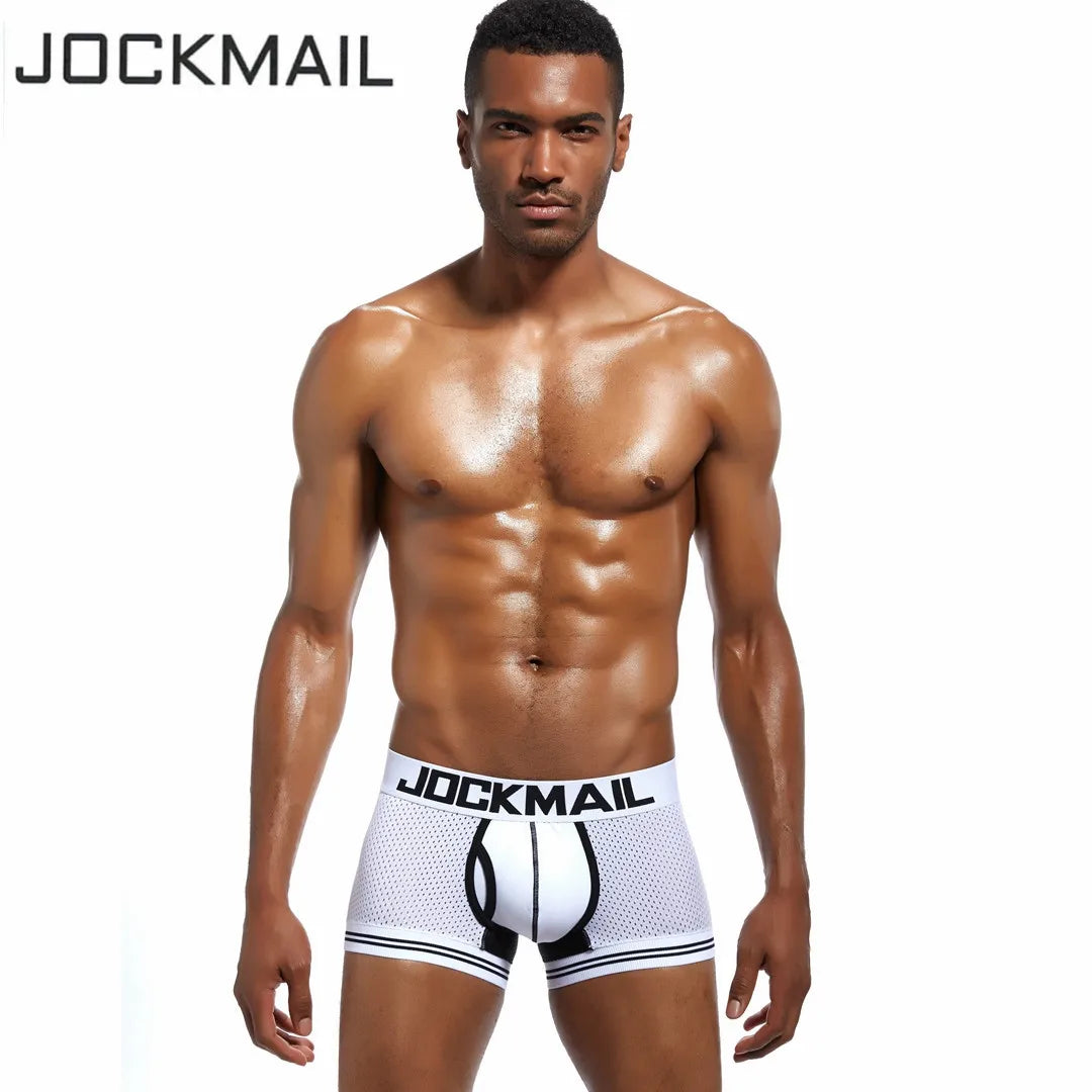 JOCKMAIL Men Underwear Boxes Mesh Quick Drying Ice Silk Breathable Youth Fashion Calzoncillos Sexy Am Gosteren Killer Sansursuz