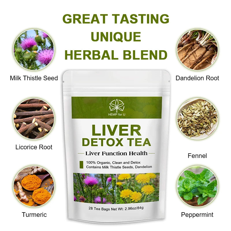 Liver Detox Natural and Organic Herbal Support Clearing Away Heat, Detoxifying Tea for Repair Body Fat Metabolism System