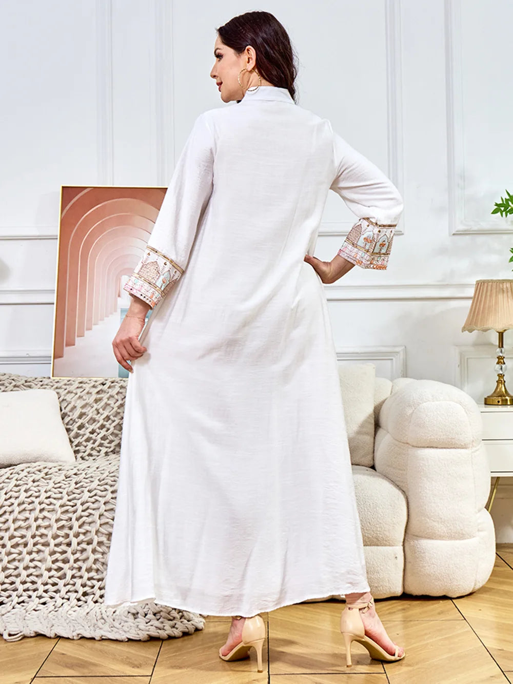 2025 Muslim Women Long Sleeve Kaftan Arabic Sequins Embroidered Party Evening Long Abaya Muslim Fashion Dresses Abaya Dubai