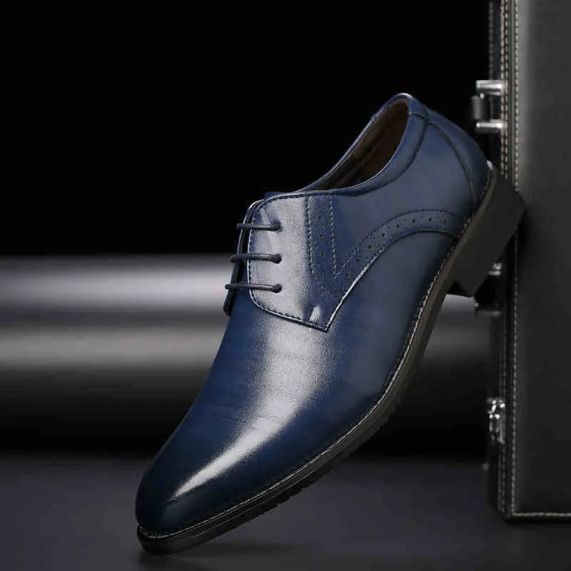 Men Dressing Shoes Formal for Men's Casual Shoe Leather Social Wedding Designer Pointed Toe Black Office Winter Shoes