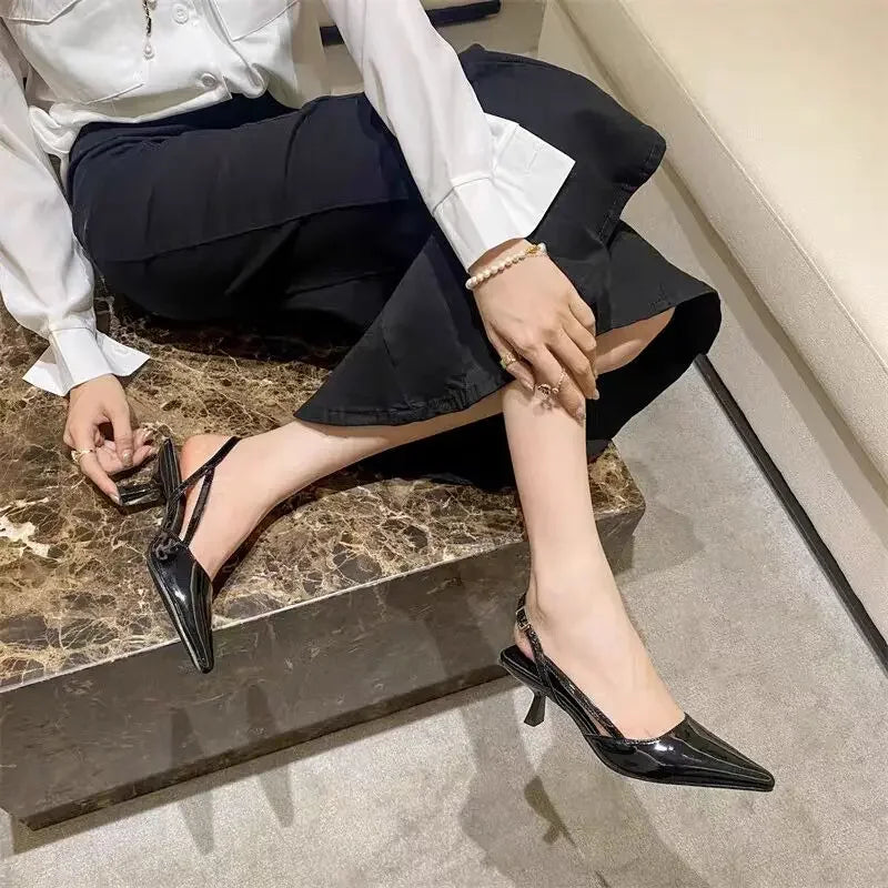 Women Pointed Toe High Heels Shoes Sandals 2024 Dress Party Fashion Summer Slippers New Flip Flops Pumps Mujer Zapatos Slides