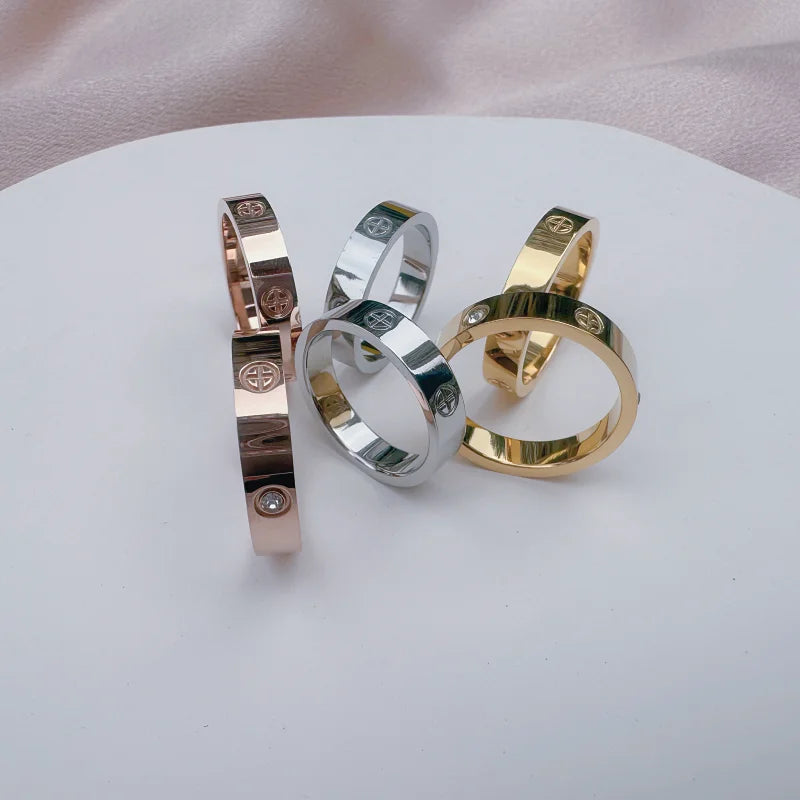 Trend Luxury Brand Cross Stainless Steel Zircon Ring With Stone For Woman Girl For Men Couple Finger Wedding Ring bague femme