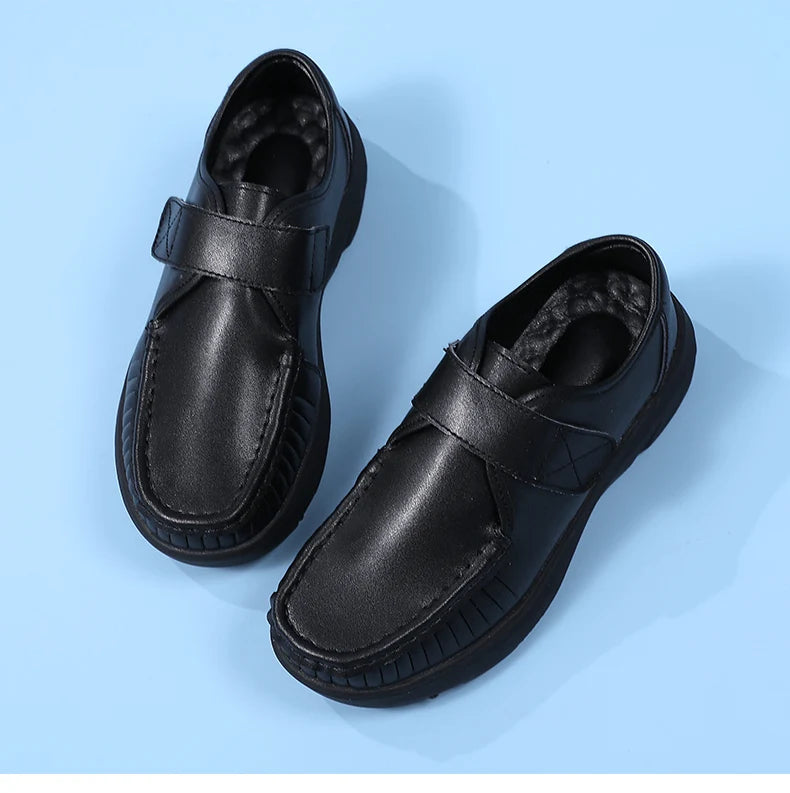 Women's Genuine Leather Nurse Shoes Soft Bottom Comfortable Breathable Anti-Slip Magic Tape Work Shoes Black White Spring Autumn