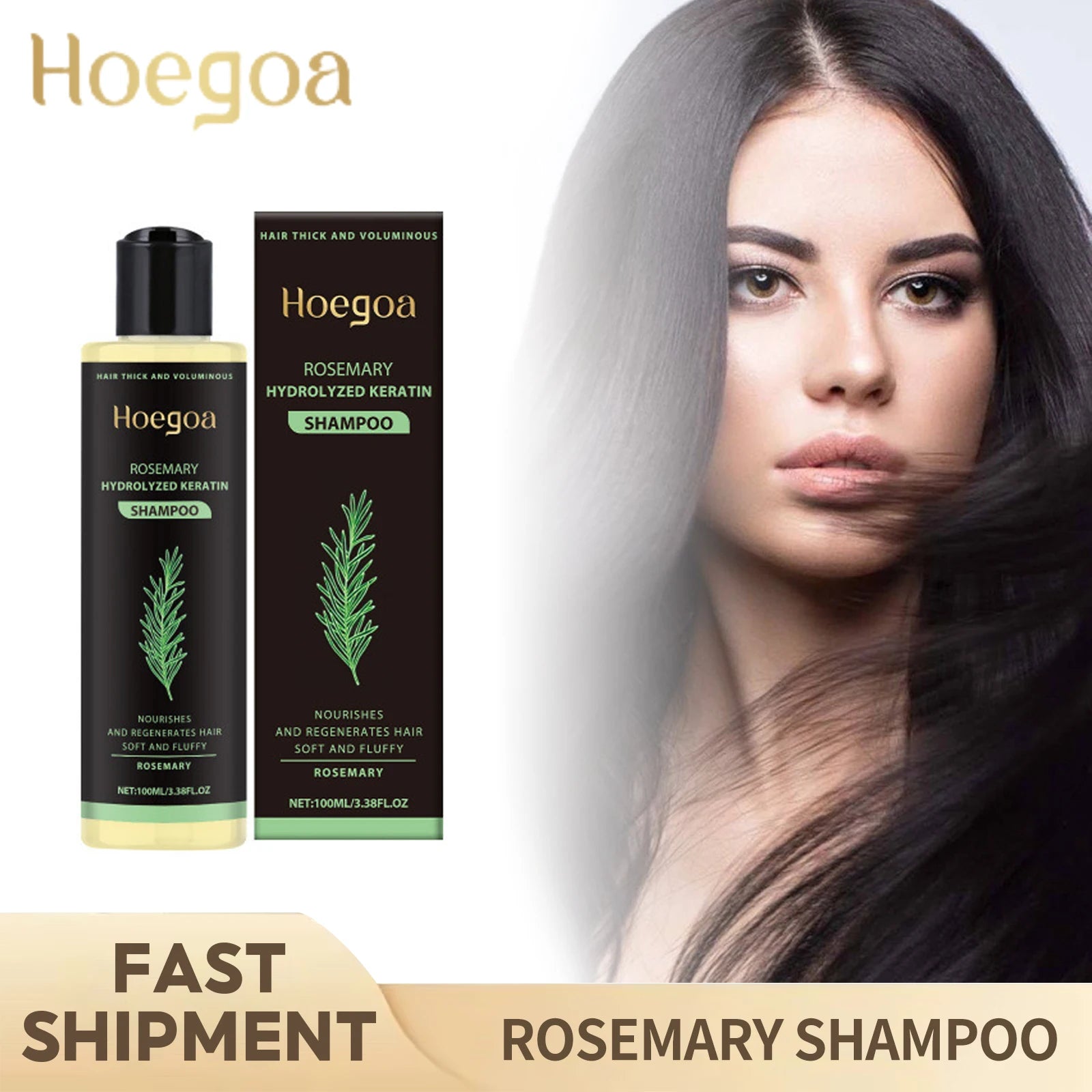 3pcs Rosemary Hair Growth Shampoo Thickening Hydrolyzed Keratin Dry Frizzy Damaged Repair Moisturizing Scalp Cleaning Shampoo