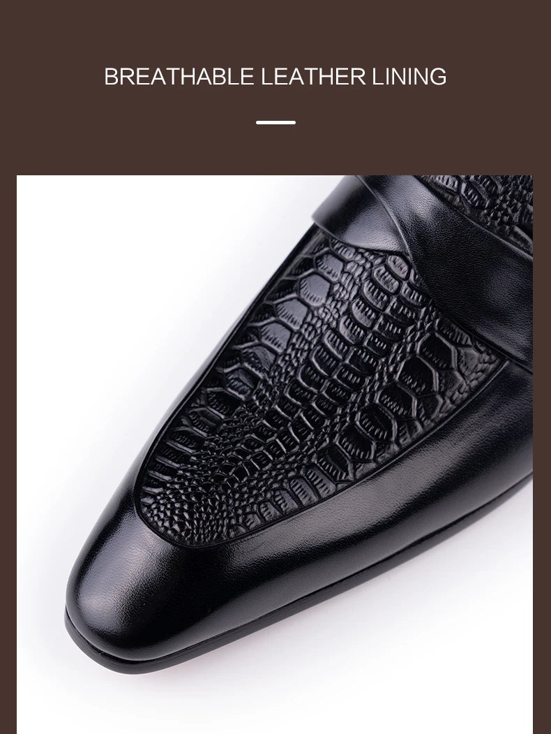 Genuine Leather Shoes For Men Dress British Business Party Slip on Black Point Toe Fashion Casual Formal Suit Handmade Men Shoes