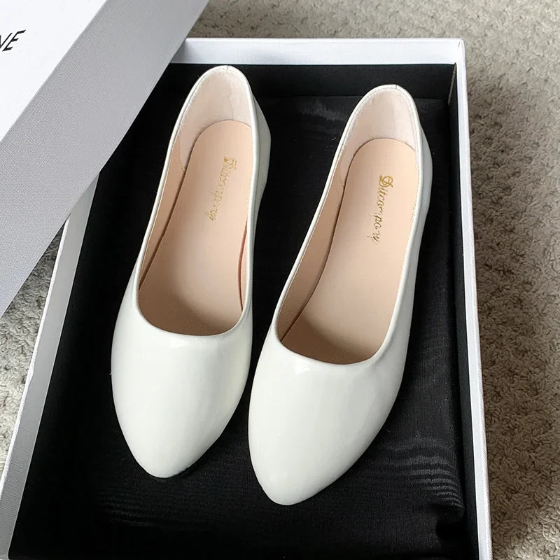 Women's Formal Uniform Shoes Spring Autumn Black Versatile Flat Shoes Women Causal Loafers Non-slip Ladies Ballet Leather Shoes