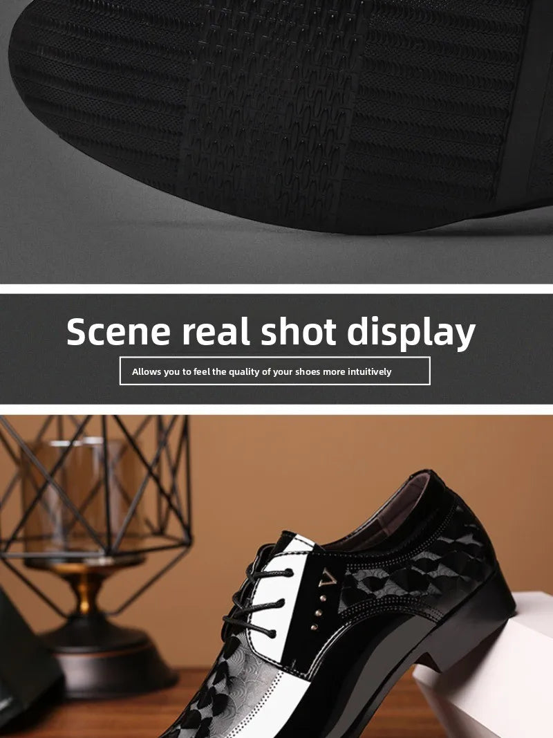 Italian Men's Leather Shoes Point Toe Business Dress Shoes Casual Office Shoe Lace Up Oxfords Luxury Wedding Party Shoes for Men