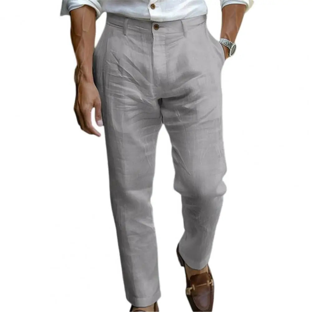 Suit Pants Men's Cotton Linen Pants Male Autumn New Breathable Solid Color Linen Trousers Streetwear