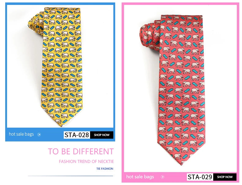 Tailor Smith 100% Silk Ties For Men Handmade Necktie With Animal Pattern Tie Father's Day Birthday Gift Tie