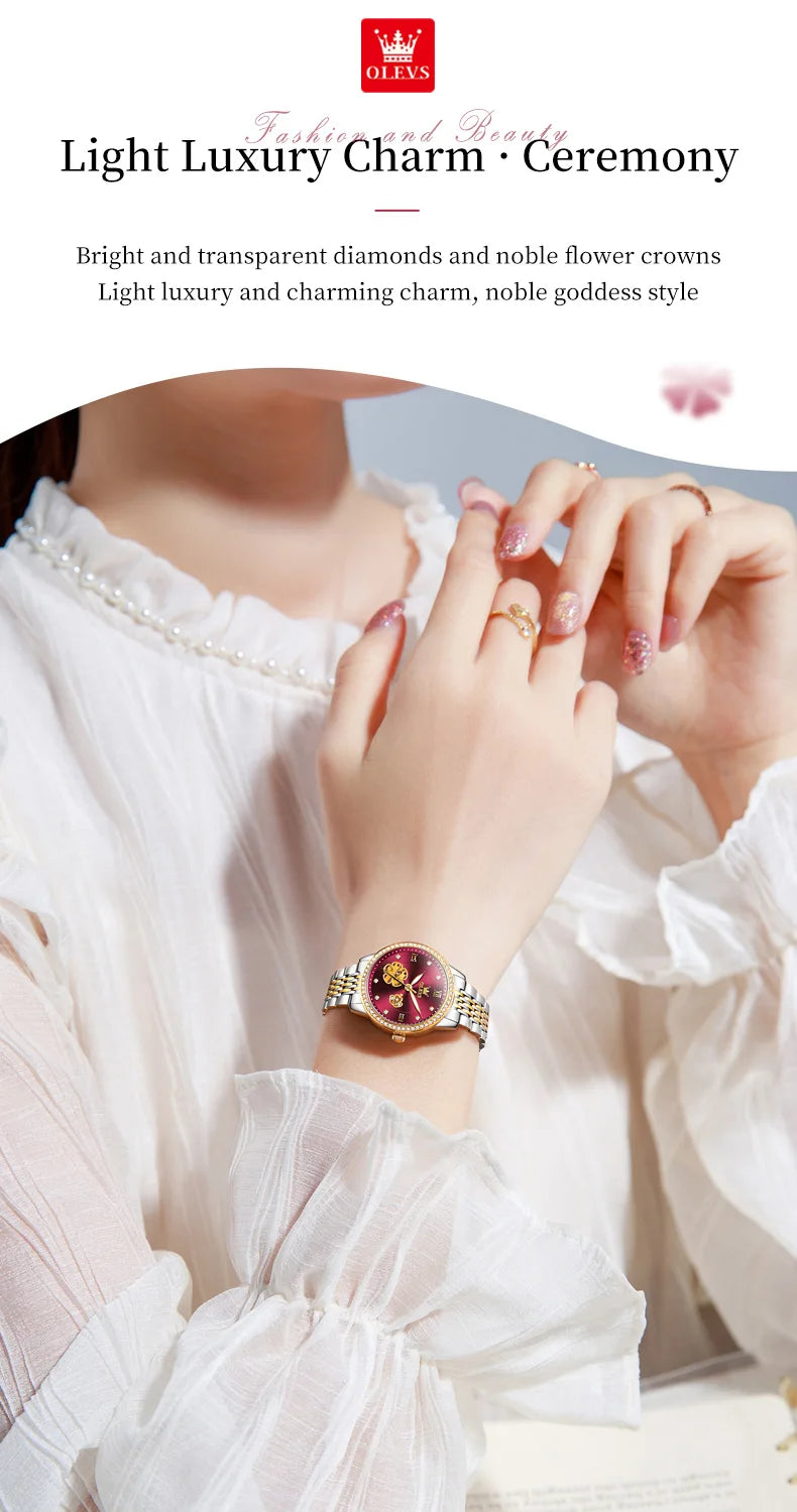 OLEVS 6706 Mechanical Watch for Women Luxury Waterproof Fashion Elegant Diamond  Automatic Ladies Watches