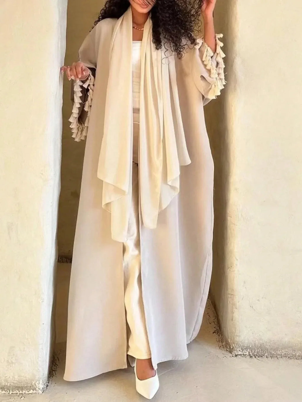 Dubai Abbayas for Women Muslim Dress Open Abayas Fringed Kimono Cardigan Caftan Marocain Femme Robe Dubai Abayo Islamic Clothing
