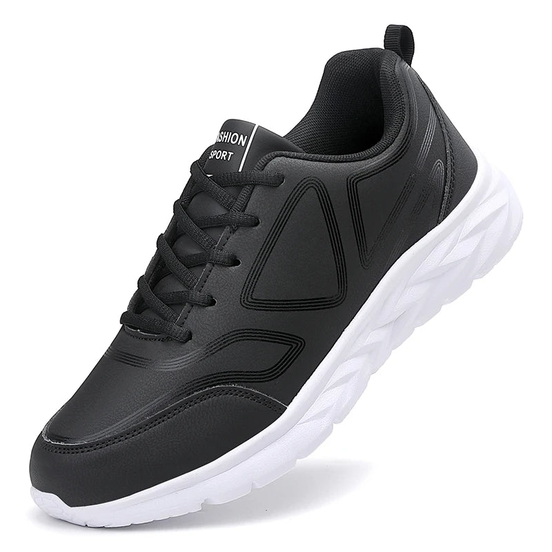 Men's Sports Shoes Leather Lightweight Comfortable Casual Shoes Cushioning Sports Shoes Outdoor Waterproof Walking Shoes for Men