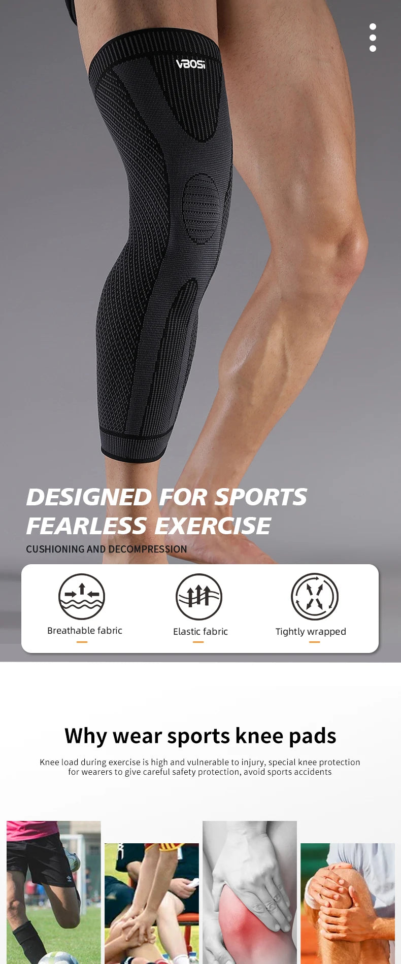 VBOSi 1 Piece Men Women Compression Knee Support Leg Sleeve Breathable Elastic for Sports - Running Basketball