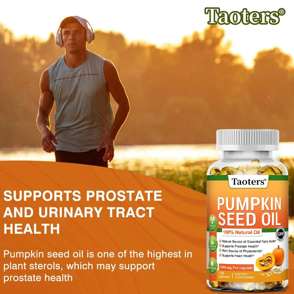 Pumpkin Seed Oil - Supports Prostate Health and Hair Growth, Enhances Brain Function, Urinary Tract Support - 120 Capsules