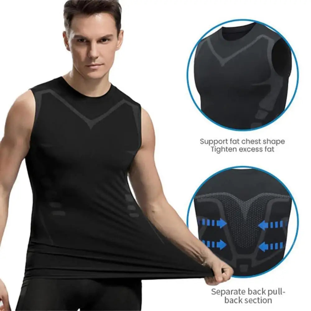 Ionic Shaping Vest Body Shaper Vest Compression Tank Top Men Slimming Tummy Vest Skin-friendly Tummy Control Sleeveless Shirts