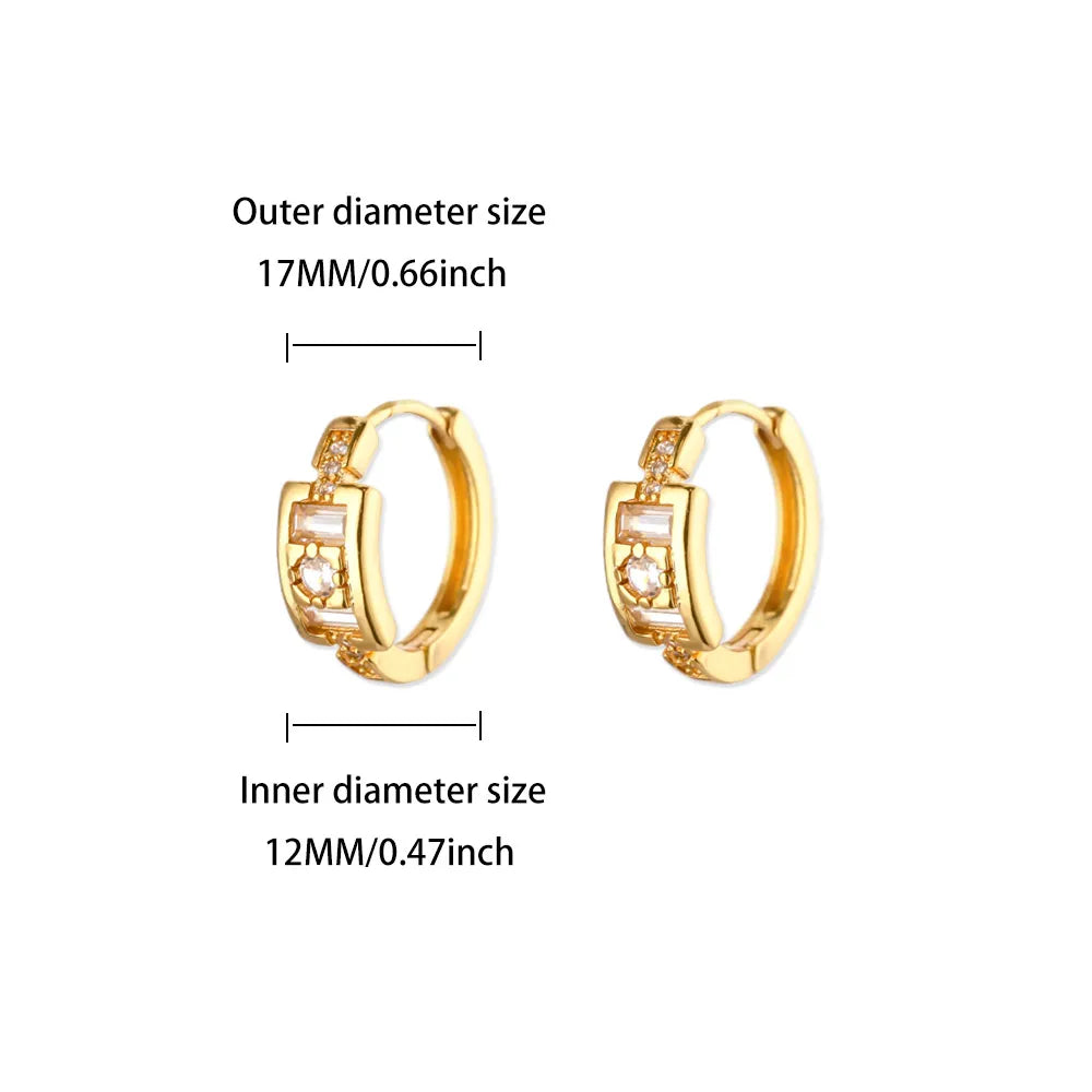 Cubic Zirconia Hoop Earrings For Women Luxury Crystal Zircon Gold Color Stainless Steel Earring Jewelry Wedding Party Gift