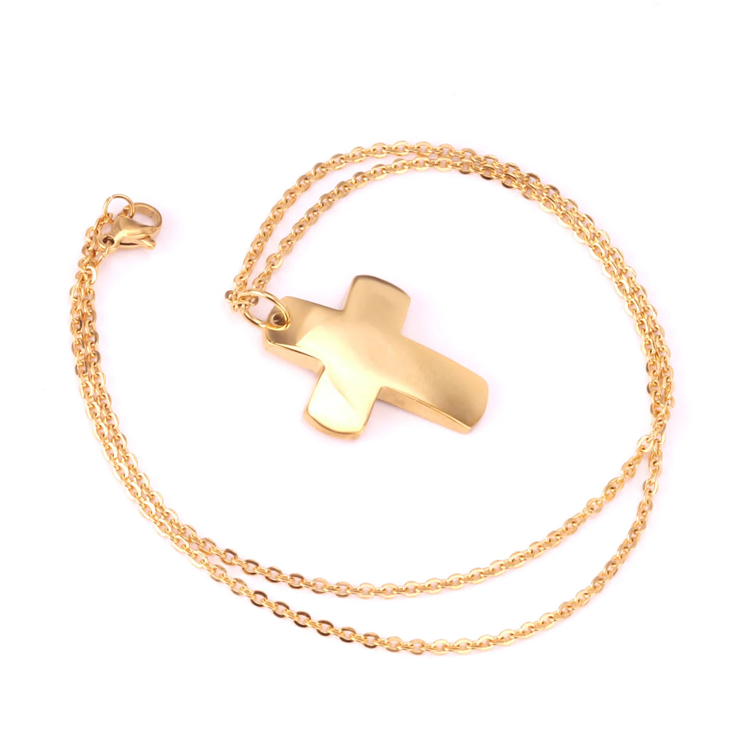 Classic Cross Pendant Necklaces For Women Girls Fashion Gold Plated Stainless Steel O Chain Collares Para Mujer Jewelry Gifts