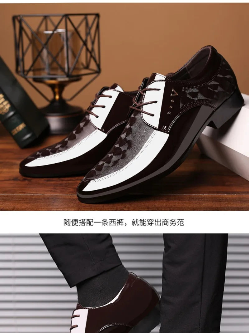 Italian Men's Leather Shoes Point Toe Business Dress Shoes Casual Office Shoe Lace Up Oxfords Luxury Wedding Party Shoes for Men