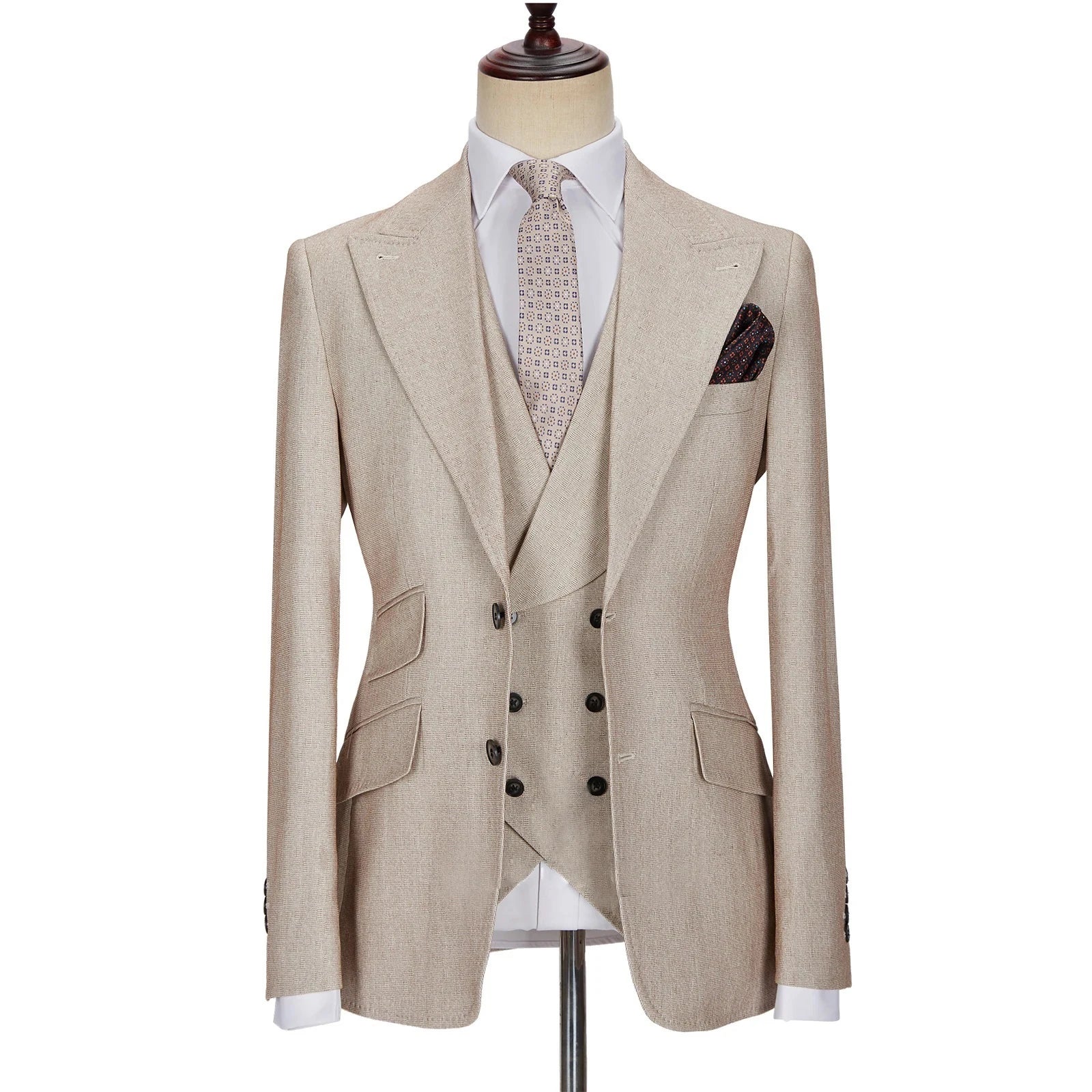 New Men Suits Set Tuxedos Wedding Dress Casual Blazer Jacket Vest Pants Tailor-Made Clothes Costume Homme