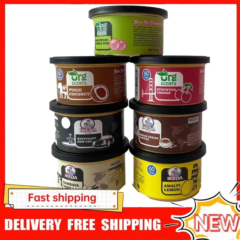 Car Air Fresheners: Lemon Scent | Organic Cans | Odor Eliminator Essential | Long-Lasting | Strong Fragrance | For Home Closet