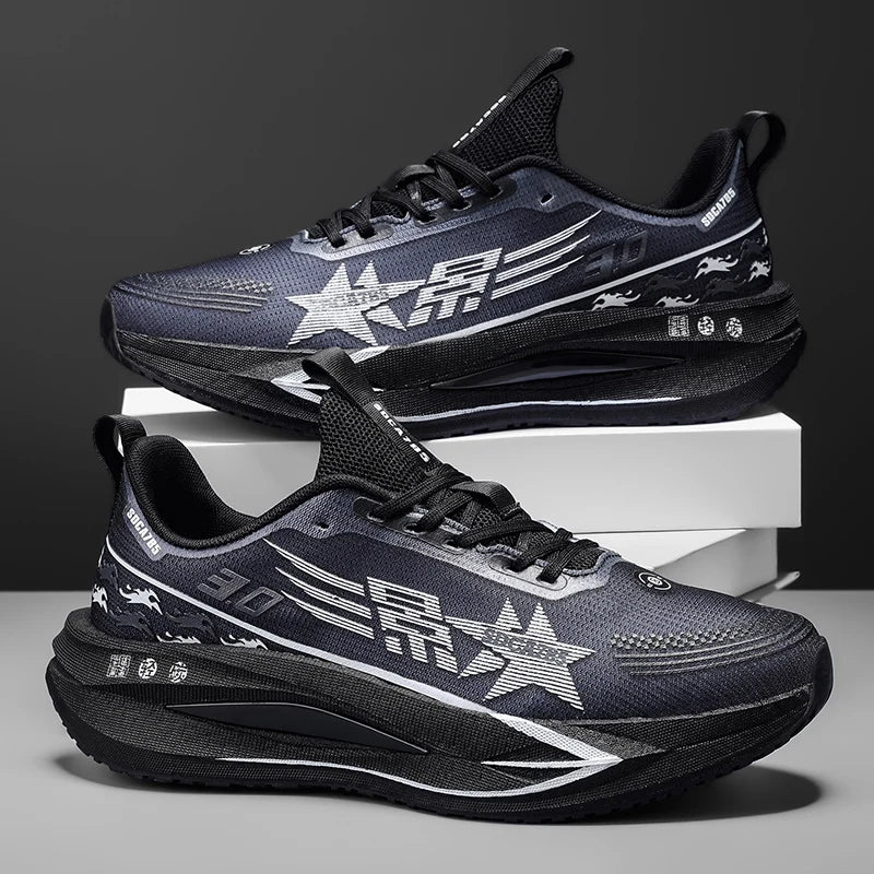 Men's Fashionable Sports Shoes, Non-Slip and Durable Tennis Shoes - Traditional Footwear - Road Running Shoes - Fitness Training Shoes - High-Top Non-Slip Soles - Suitable for All Seasons - Unisex Design