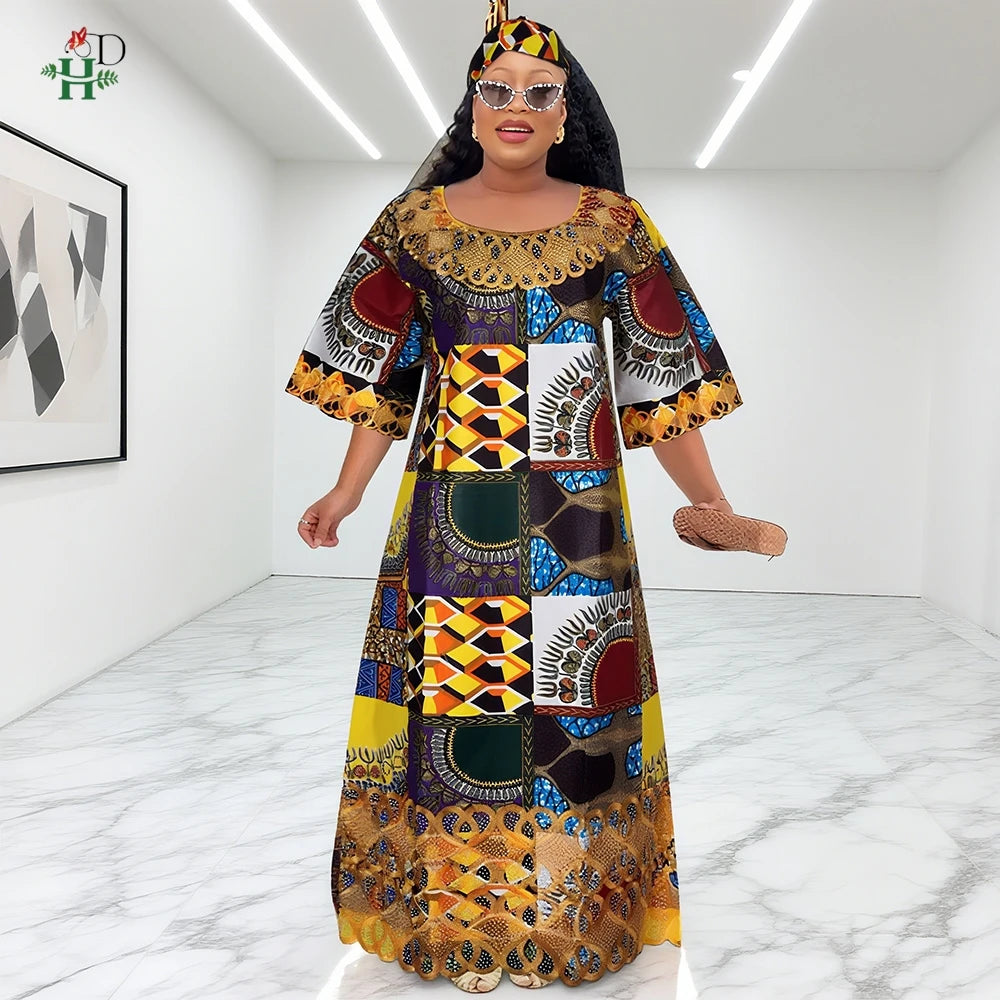 African Dresses For Women Traditional Clothing Embroidery Printed Outfits Bubu Gown Abayas Robe Kaftan Boubou Djellaba 2025 New