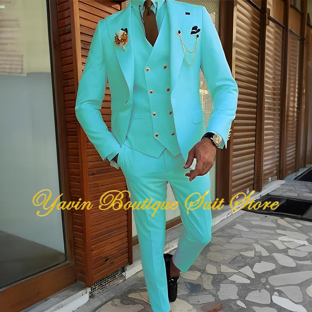 Men's Suit 3-piece Formal Blazer Pants Vest Wedding Groom Tuxedo Customized Elegant Men's Suits
