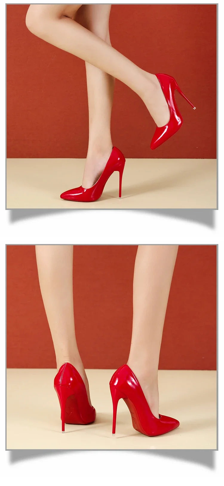 2026 Women Shoes Red High Heels Sexy Pointed Toe 12cm Pumps Wedding Dress Shoes Nude Black Color Red Rubber Bottom High Heels