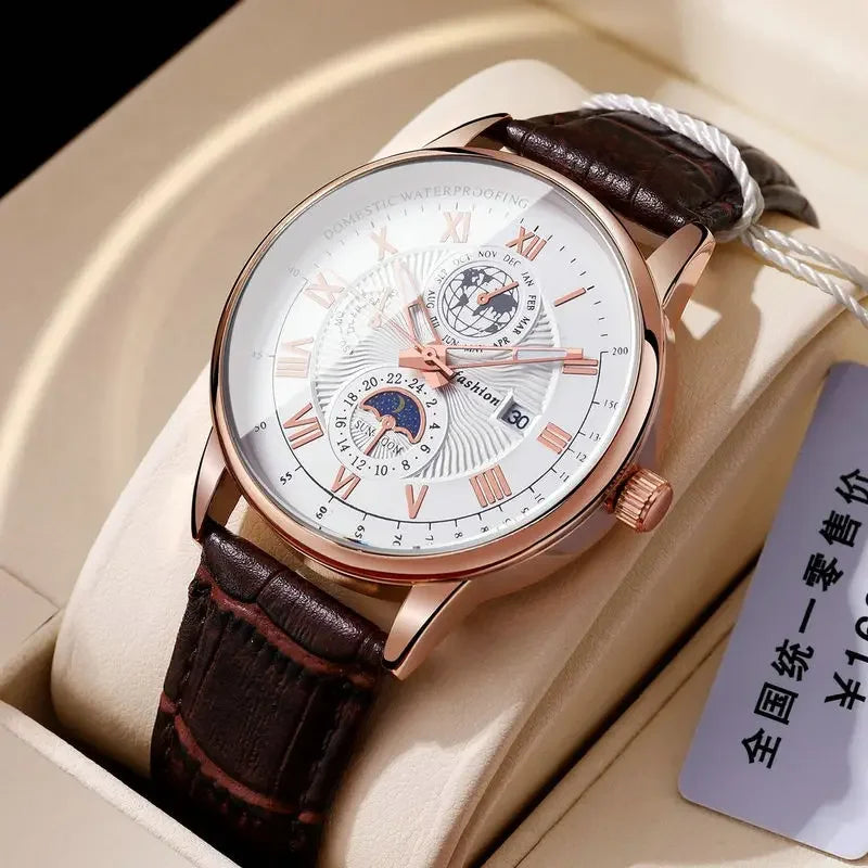 2026 Men Watch Fashion Top Luxury Sport Men's Wristwatch Waterproof Luminous Leather Date Quartz Watches Man clock