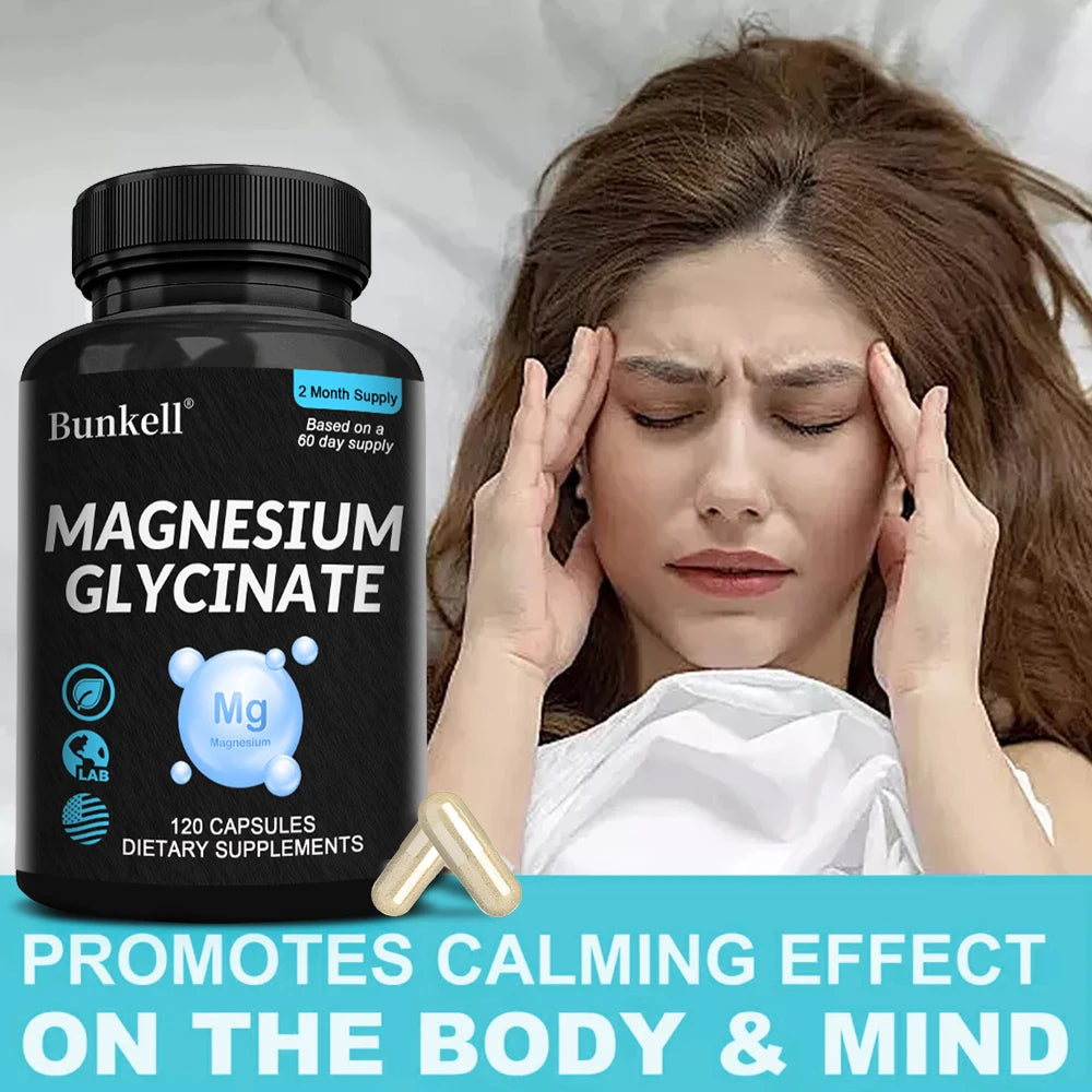 Magnesium Glycinate - Supports Nerve, Muscle, Bone and Heart Health, Helps with Stress, Sleep Quality Support, Muscles Recovery