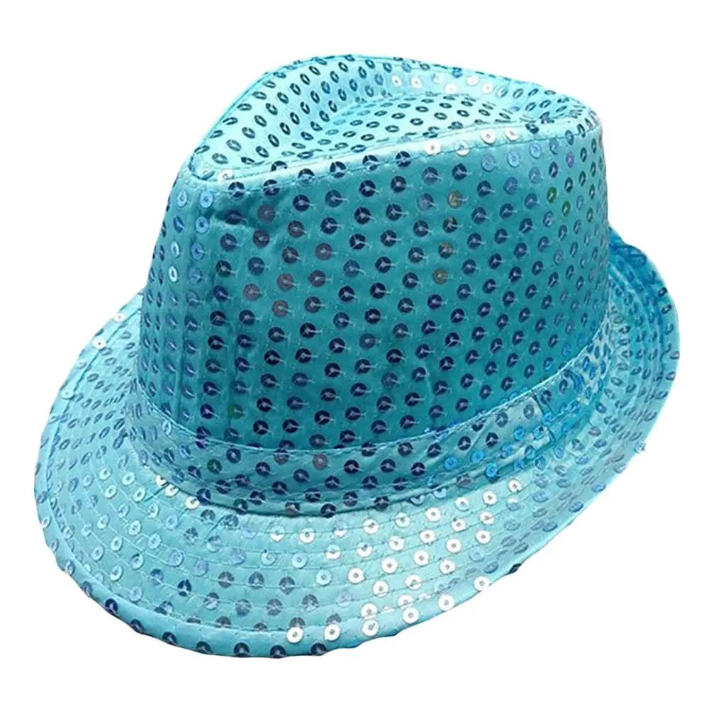 Men Women Jazz Hat Sequins Decorated Stage Dance Performance Cap Party Holiday Hat
