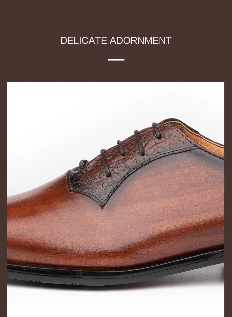 Luxury Mens Oxford Genuine Leather Shoes Business Office Men Wedding Formal Lace Up Dress Shoes