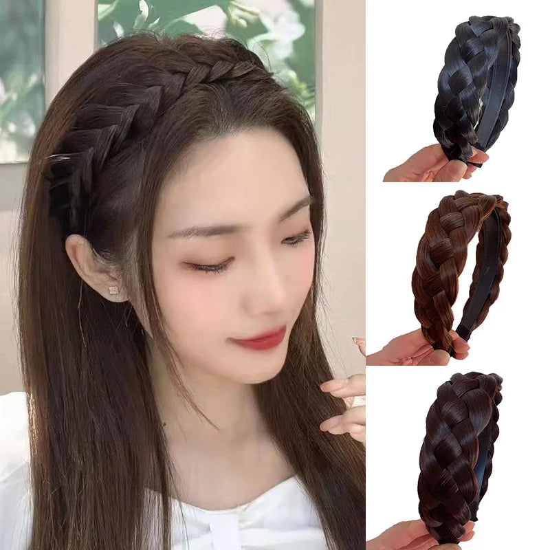Twist Wig Headbands For Women Wide Braids Hairbands Handmade Head Hoop Hair Styling Headwear Accessories Gift