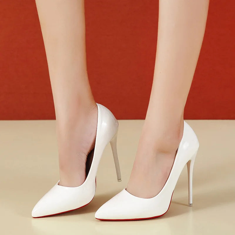 Women's Shoes Red Sole High Heels Sexy Pointed Toe 12cm Pumps Stiletto Women Wedding Shoes Plus Size Dress High Heels Tacones