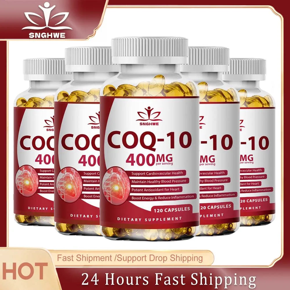 CoQ-10 Supplements 400 mg With Omega 3 Fatty Acids Vitamin E Ultra High Absorption Coq-10 Capsules