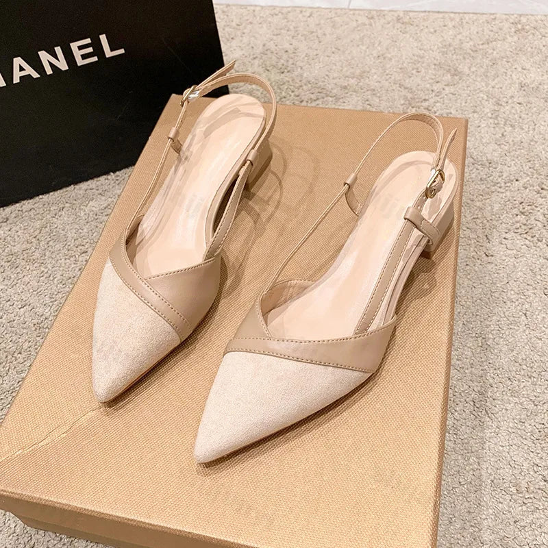 Women Sexy Chunky Heel Shoes Women Summer Pointed Toe Dress Slippers Designer 2025 New Party Pumps Walking Femme Zapatos Slides