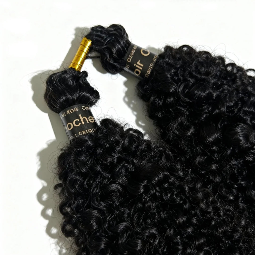 Kinky Curly Feather Crochet Braid Human Hair Extensions Knotless Pre-Separated Crochet Hair Extensions Human Hair Natural Color