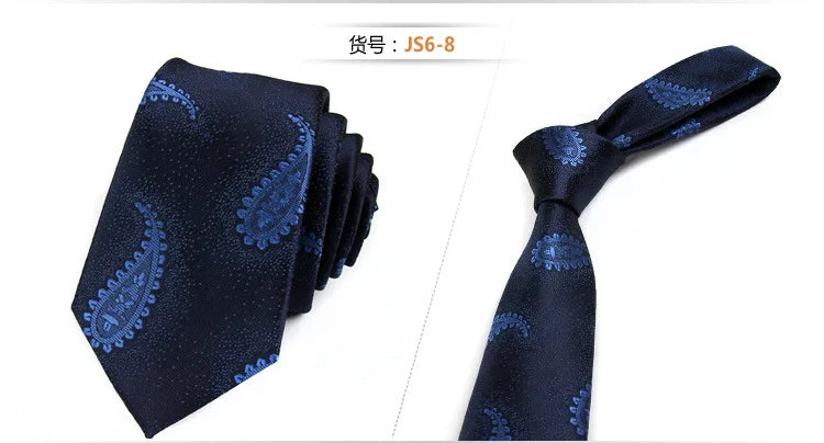 Fashion Ties for Men Accessories 6cm Fashion Business Wedding Classic Silk Tie Blue Black Red Men's Skinny Narrow Retro Necktie